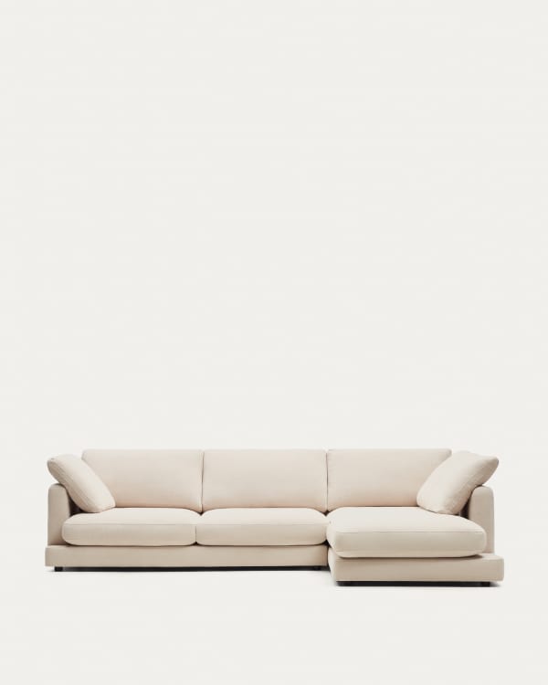 Gala 4-seater sofa with right chaise longue beige, 300cm