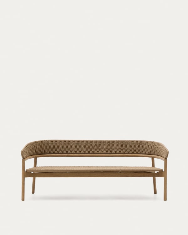 Arinella 3-seater sofa in FSC 100% solid acacia wood with natural finish and beige rope cord 167 cm