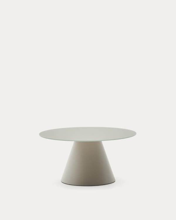Wilshire tempered glass and metal coffee table with a matte grey finish, Ø 80 cm