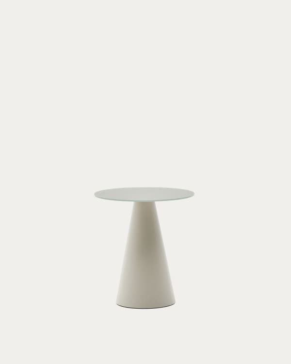 Wilshire tempered glass and metal side table with a matte grey finish, Ø 50 cm