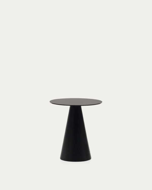 Wilshire tempered glass and metal side table with a black finish, Ø 50 cm