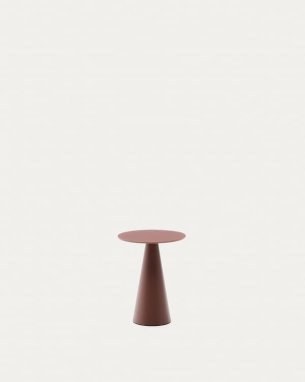 Wilshire  side table with frosted tempered glass and matt terracotta painted steel finish Ø30cm