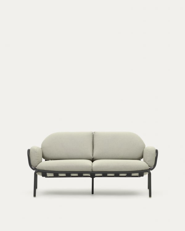 Divano da esterno Joncols a 2 posti con rivestimento beige e struttura in alluminio con finitura grigia 164 cm