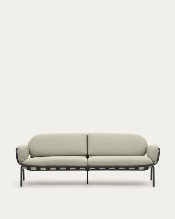 Divano modulare da esterno Joncols a 3 posti con rivestimento beige e alluminio con finitura verniciata grigia 225 cm
