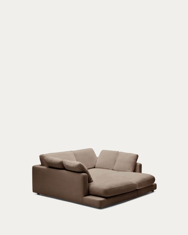 Gala 3-seater sofa with double chaise longue light brown, 210 cm