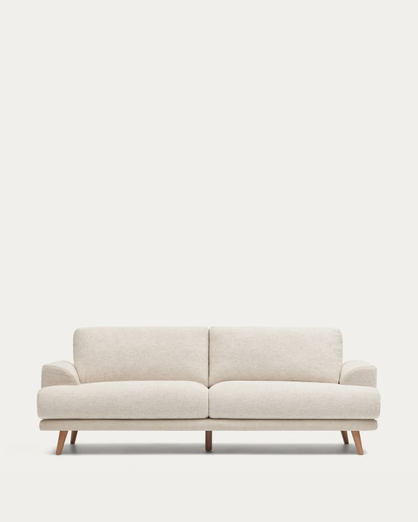 Karin beige 3-seater sofa with solid beech wood legs 231cm