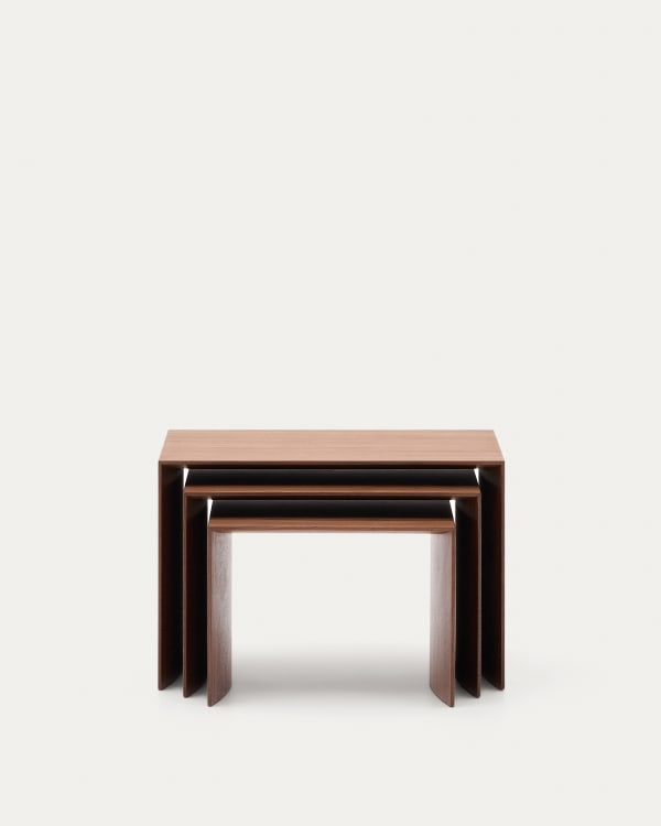 Litto set of 3 walnut veneer nesting tables 60 x 40 / 51 x 36 / 42 x 31 cm
