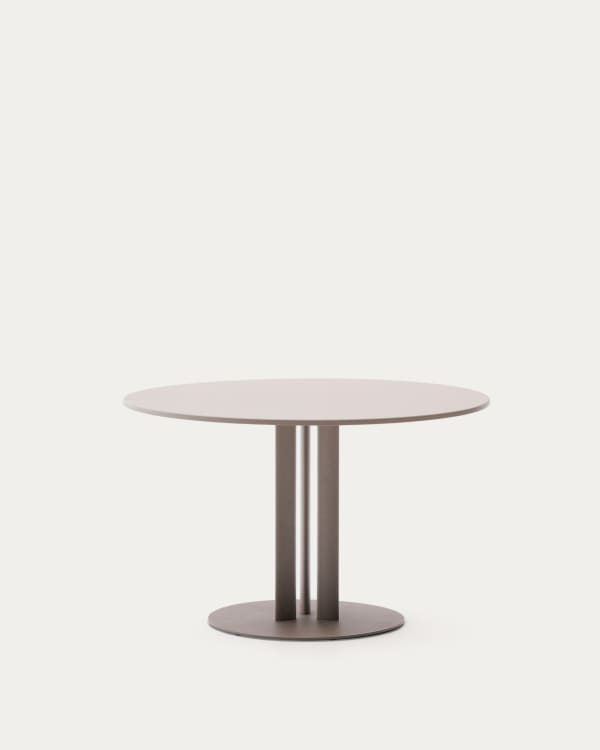 Sedalis round outdoor table in steel with taupe aluminium top Ø80cm