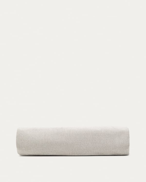 Kopfteilüberzug Valma aus perlfarbener Chenille für Bett von 180 x 200 cm