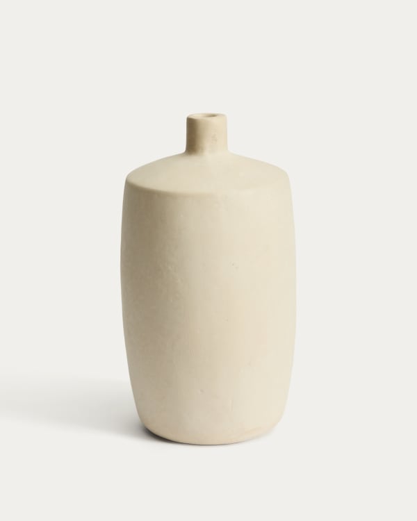 Vase Mireni aus Pappmaché in Beige Ø 39 cm