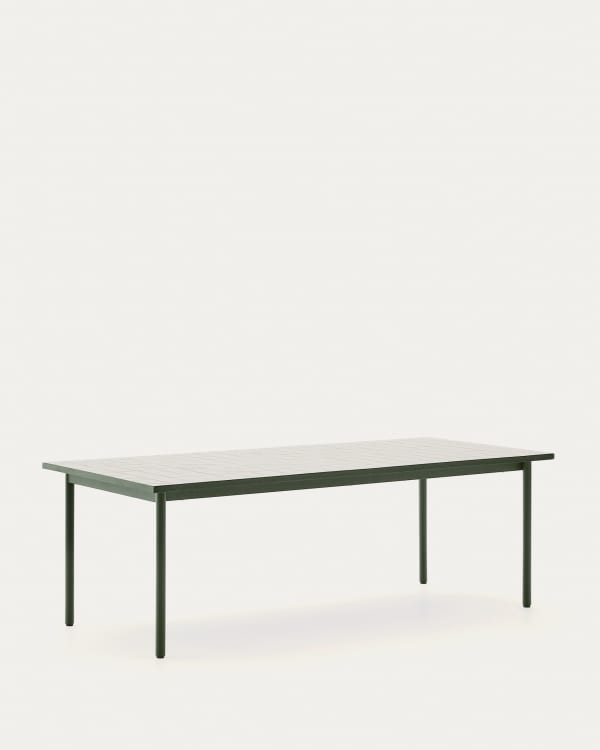 Maurina outdoor table in green galvanised steel with ecru-colored tiles 223 x 101cm