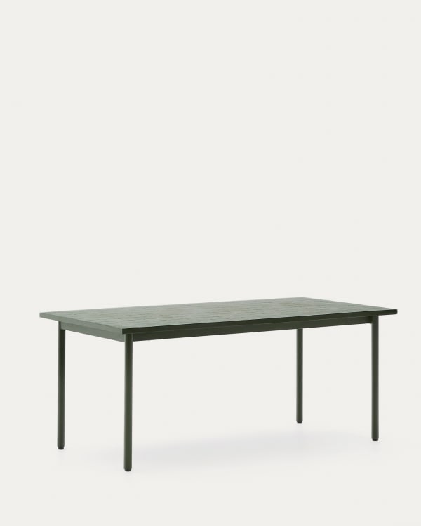 Maurina outdoor table in green galvanised steel with green tiles 223 x 101cm