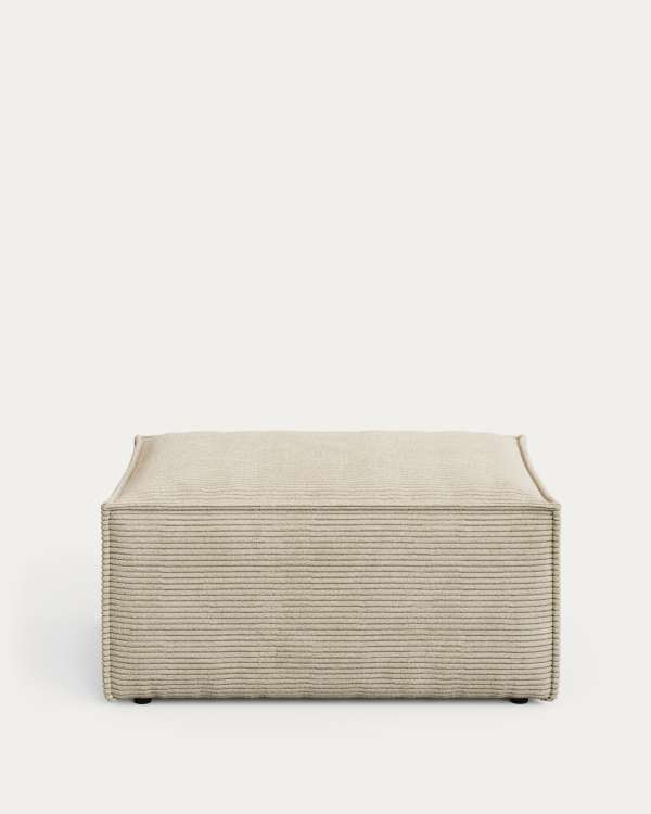 Blok fire-retardant footrest in thick ecru corduroy 90 x 74cm FSC Mix Credit FR
