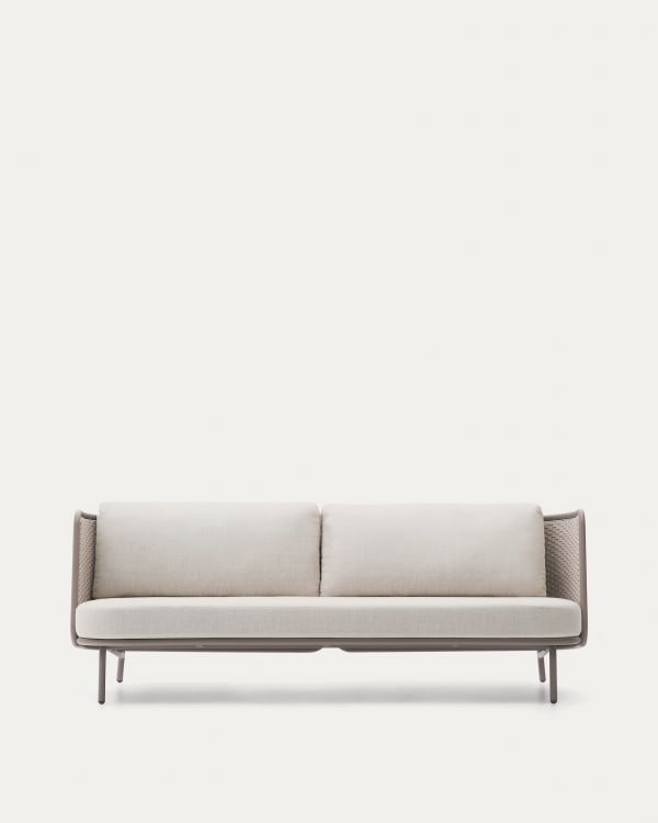 Sedalis outdoor 3-seater sofa in aluminium and taupe rope cord 210cm