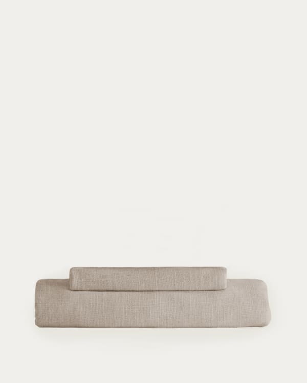 Bezug für Fußablage Anarela aus Leinen in Beige 80 x 80 cm