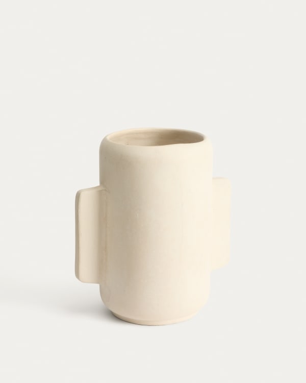 Vase Mireni aus Pappmaché in Beige 38 cm
