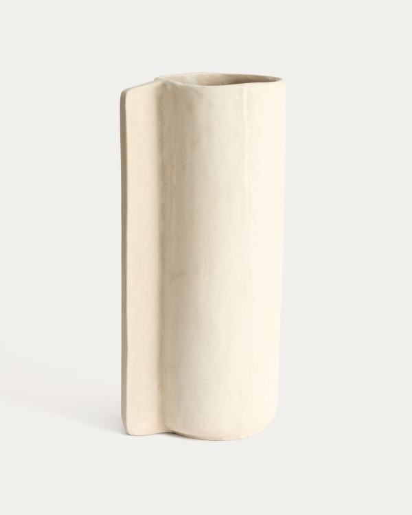 Vase Mireni en papier mâché beige 67 cm