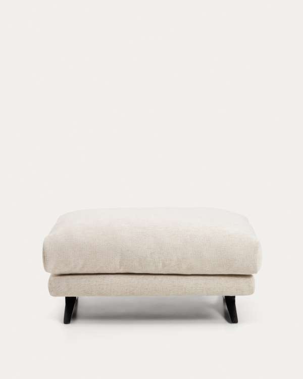 Veliro beige chenille footrest with black-finish steel legs 85 x 90cm FSC Mix Credit