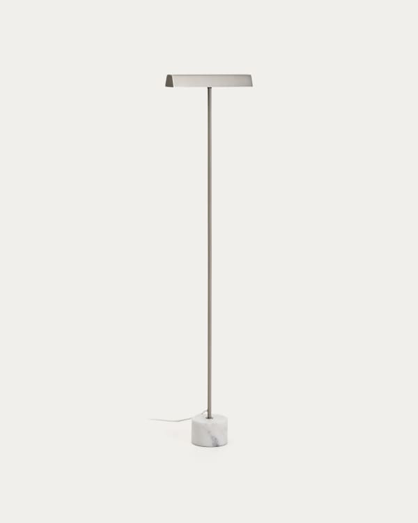 Lynor brushed metal floor lamp with white marble base
