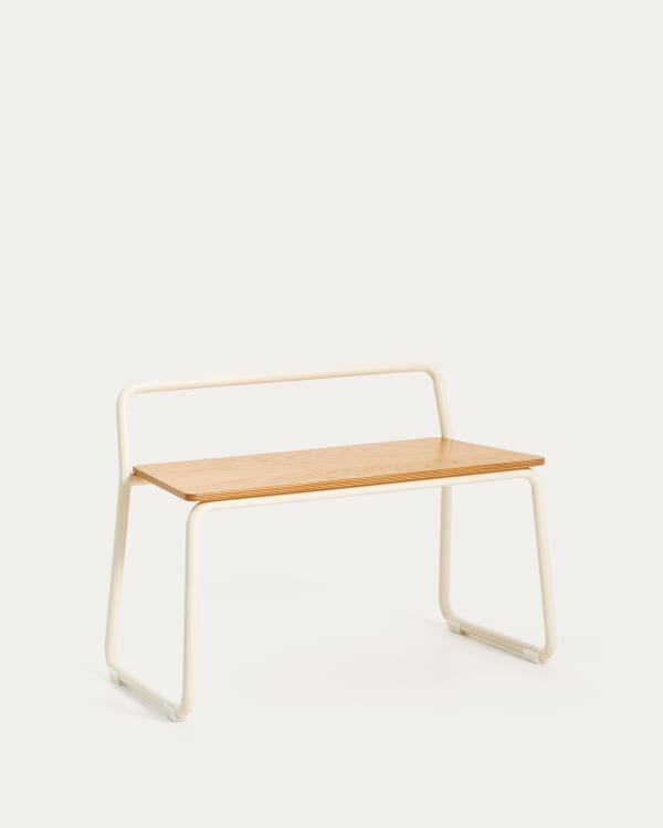 Bank Tinn aus Eschenfurnier und beigefarbenem Metallgestell 75 cm