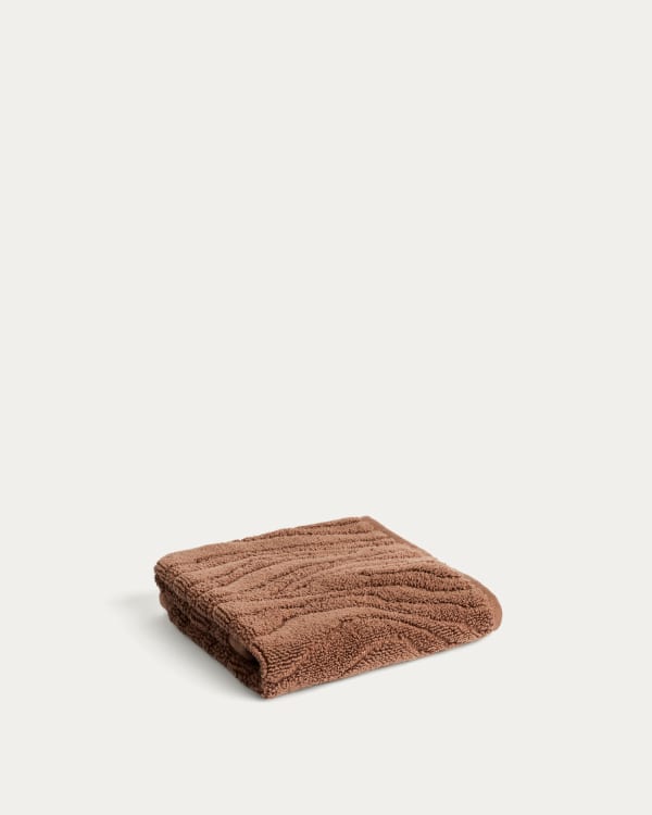 Asciugamano ospite Dalira 100% cotone jacquard zebrato marrone scuro 30 x 50 cm