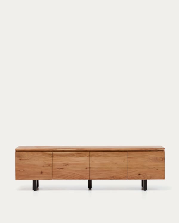 Uxue 3-door TV stand in solid acacia wood with bleached finish 200 x 58cm