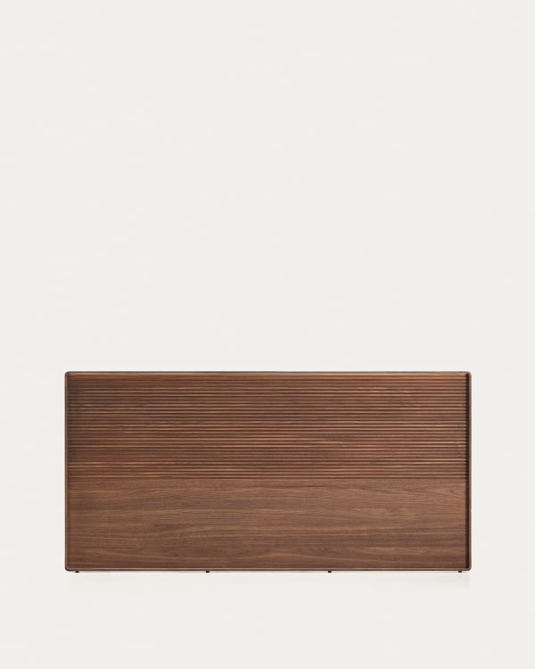 Norlen headboard in walnut veneer with dark finish and LED light for bed up to 180 cm FSC 100% UK adapter