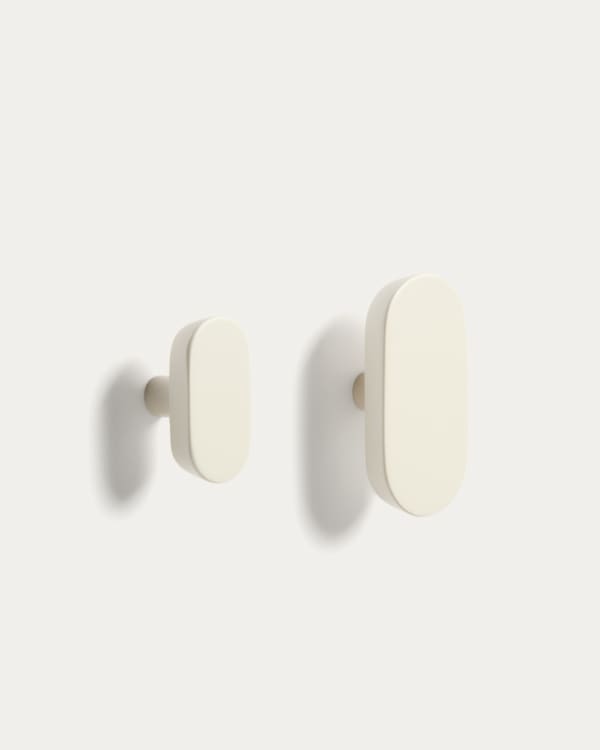 Arely set of 2 solid beech wood hangers with beige lacquer finish 6.5 cm/10 cm