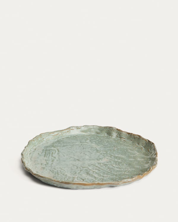 Flacher Teller Alenia aus brauner Keramik