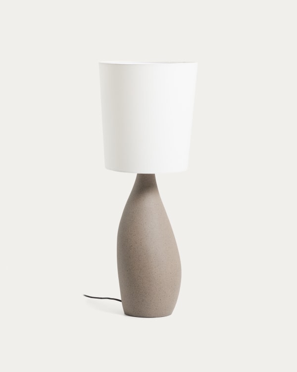 Grande lampe de table Viona avec effet pierre texturée et abat-jour en coton
