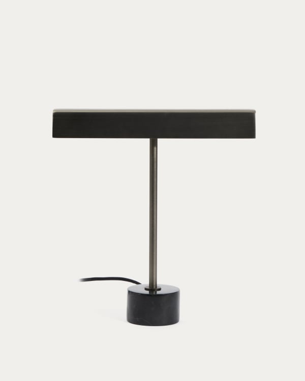 Lynor brushed metal table lamp with black marble base