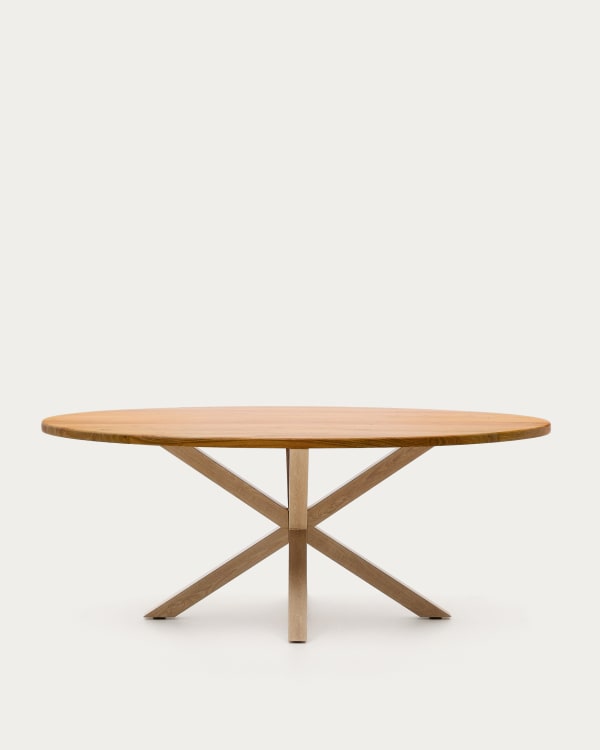 Argo oval table in solid acacia wood and wood-effect steel legs Ø 200 100 cm