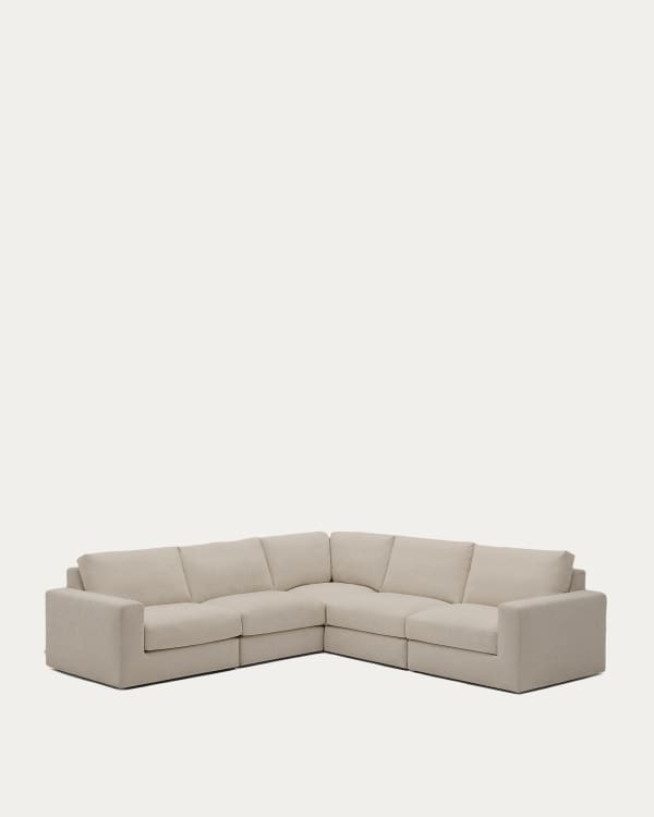 Alea removable cover modular sofa 5-seater in light brown 310 x 310 cm