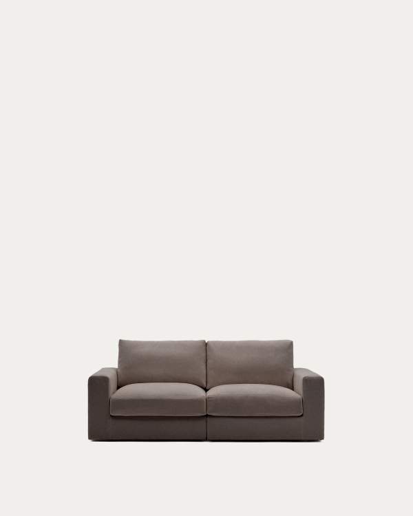 Alea removable cover modular sofa 3-seater in dark brown chenille 220 cm