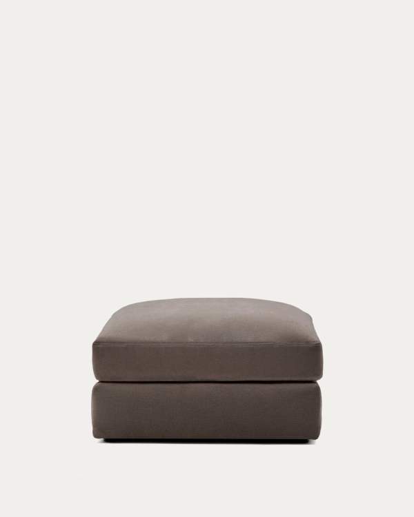 Alea removable cover footrest in dark brown chenille 90 x 90 cm