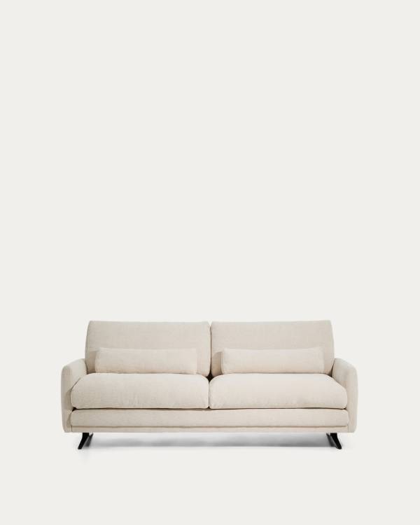 Veliro beige chenille 2-seater sofa with black steel legs 210cm FSC Mix Credit