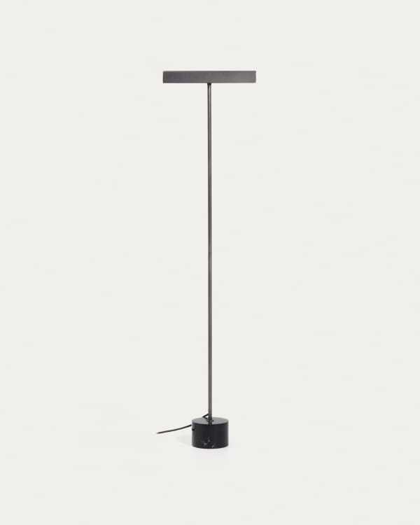 Lynor brushed metal floor lamp with black marble base UK adaptor