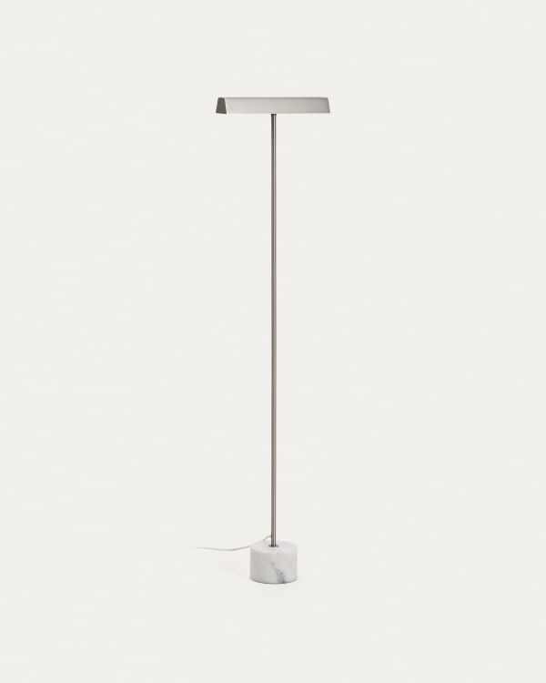 Lynor brushed metal floor lamp with white marble base UK adaptor