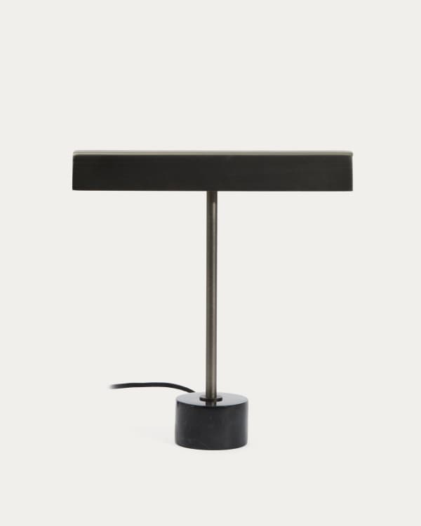Lynor brushed metal table lamp with black marble base UK adaptor