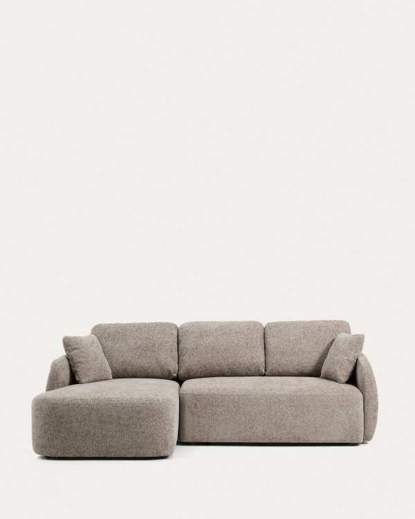 Laira 3-seater sofa bed with left chaise longue in taupe chenille 246cm FSC Mix Credit