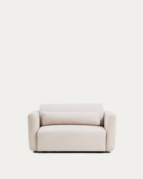 Lares 2-seater sofa with motorised sliding seats and reclining headrest in beige chenille 150cm