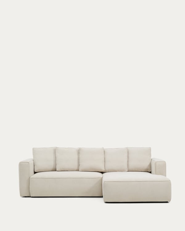 Marela beige chenille 3-seater sofa bed with right chaise longue 276cm FSC Mix Credit