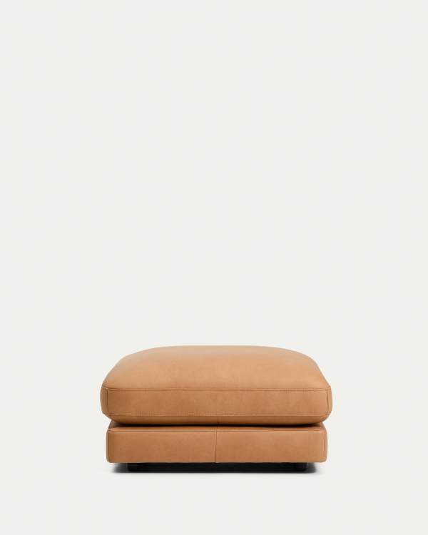 Podnóżek Gala z brązowej skóry 90 x 90 cm