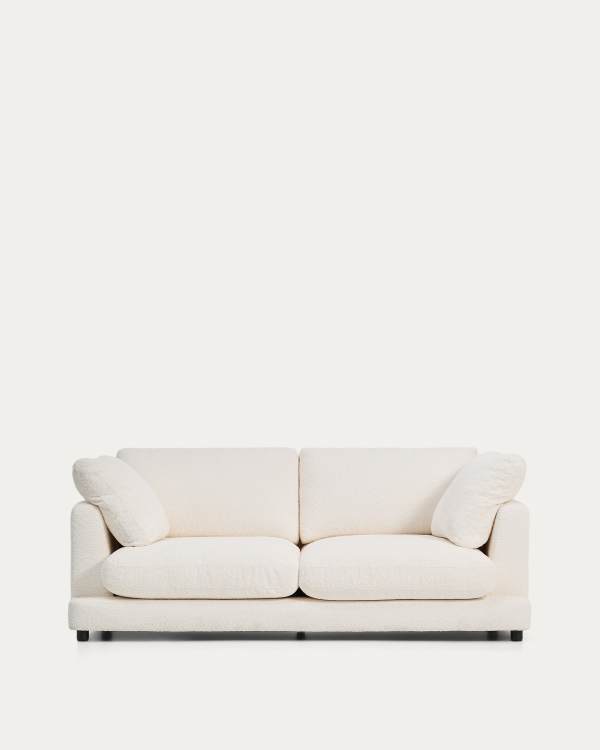 Gala fire-retardant ecru bouclé 3-seater sofa FSC Mix Credit 210cm