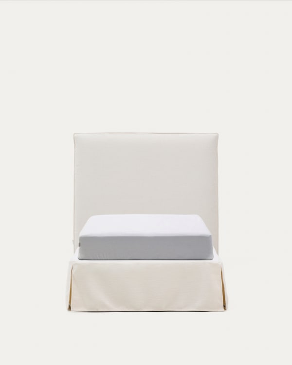 Jaira white chenille bed with removable cover for 90x200cm mattress FSC Mix Credit