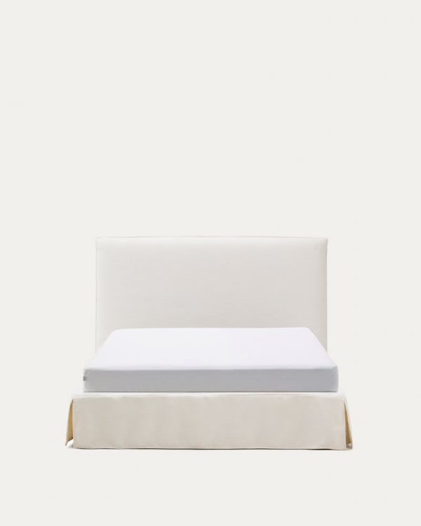 Jaira white chenille bed with removable cover for mattress 150x190cm FSC Mix Credit