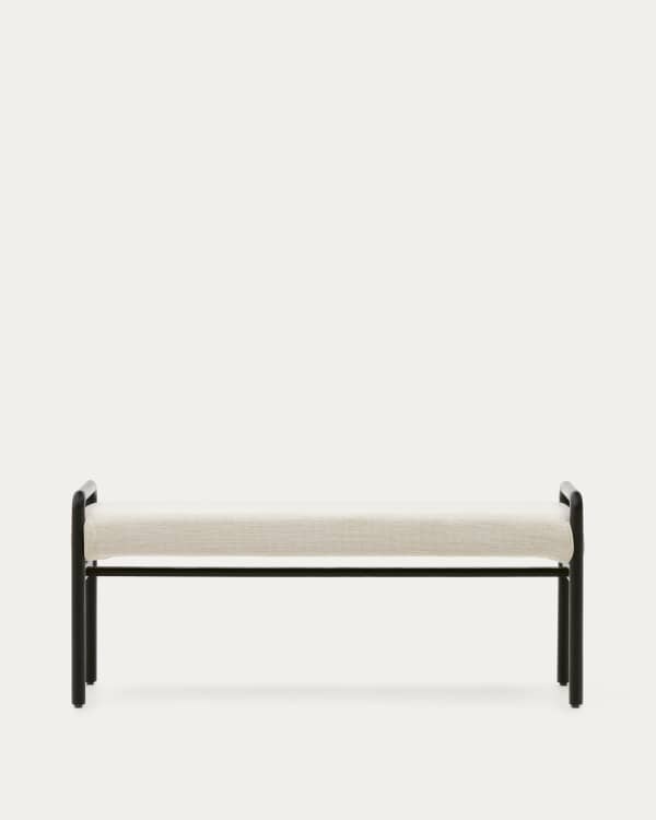 Ławka Macaret zdejmowany pokrowiec lite drewno dębowe czarny 120 cm FSC Mix Credit