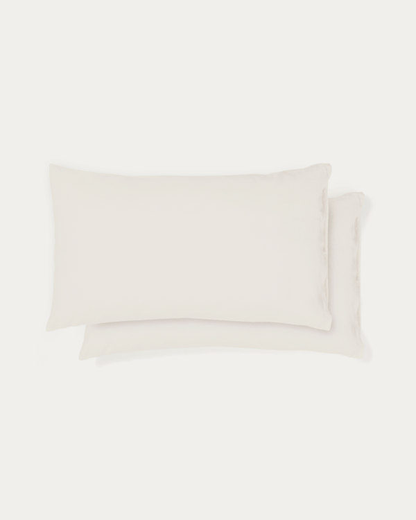 Simmel set of 2 beige cotton and linen pillow cases 50 x 80cm