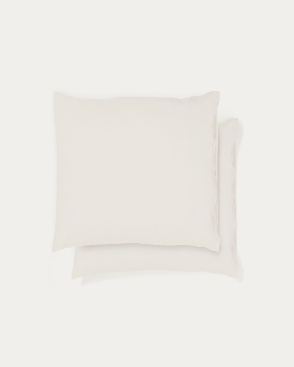 Simmel set of 2 beige cotton and linen pillow cases 65 x 65cm