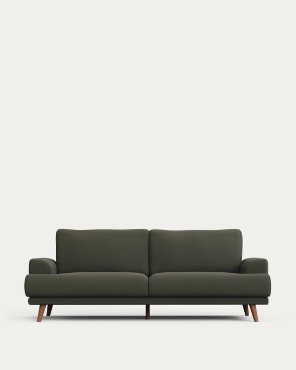 Karin dark green 3-seater sofa with solid beech wood legs 228cm